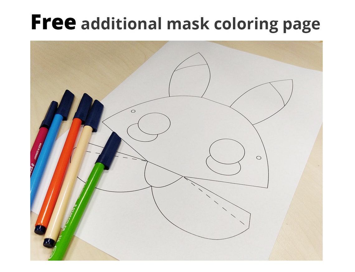 Pikachu Mask Printable Pikachu Costume Animal Mask Halloween Etsy Pikachu Mask Printable Pikachu Costume Animal Mask Halloween Etsy