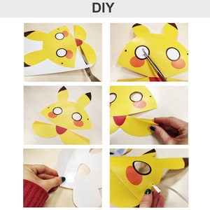 Pikachu Mask Printable Pikachu Costume Animal Mask Halloween - Etsy