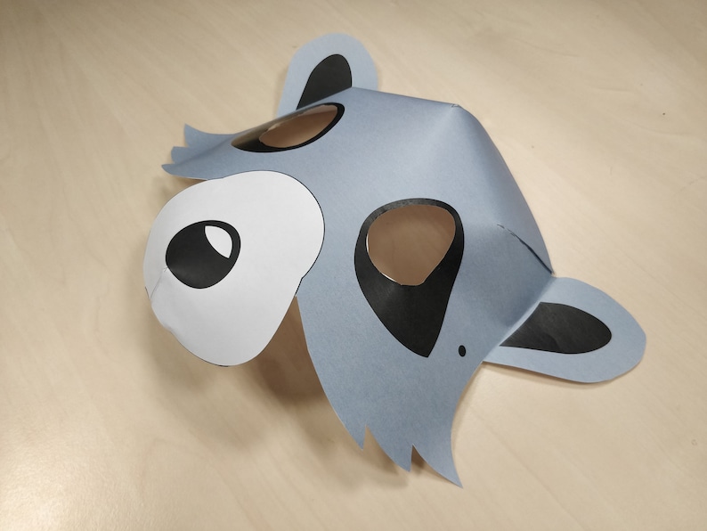 Raccoon Mask Printable waschb\u00e4r maske costume animal grey halloween