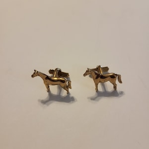 Vintage Horse Gold Tone Cuff Links
