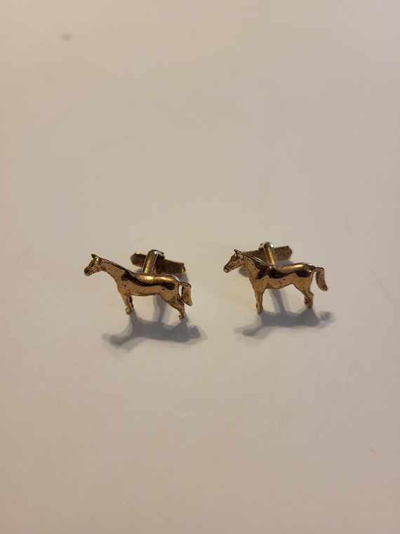Vintage Horse Gold Tone Cuff Links