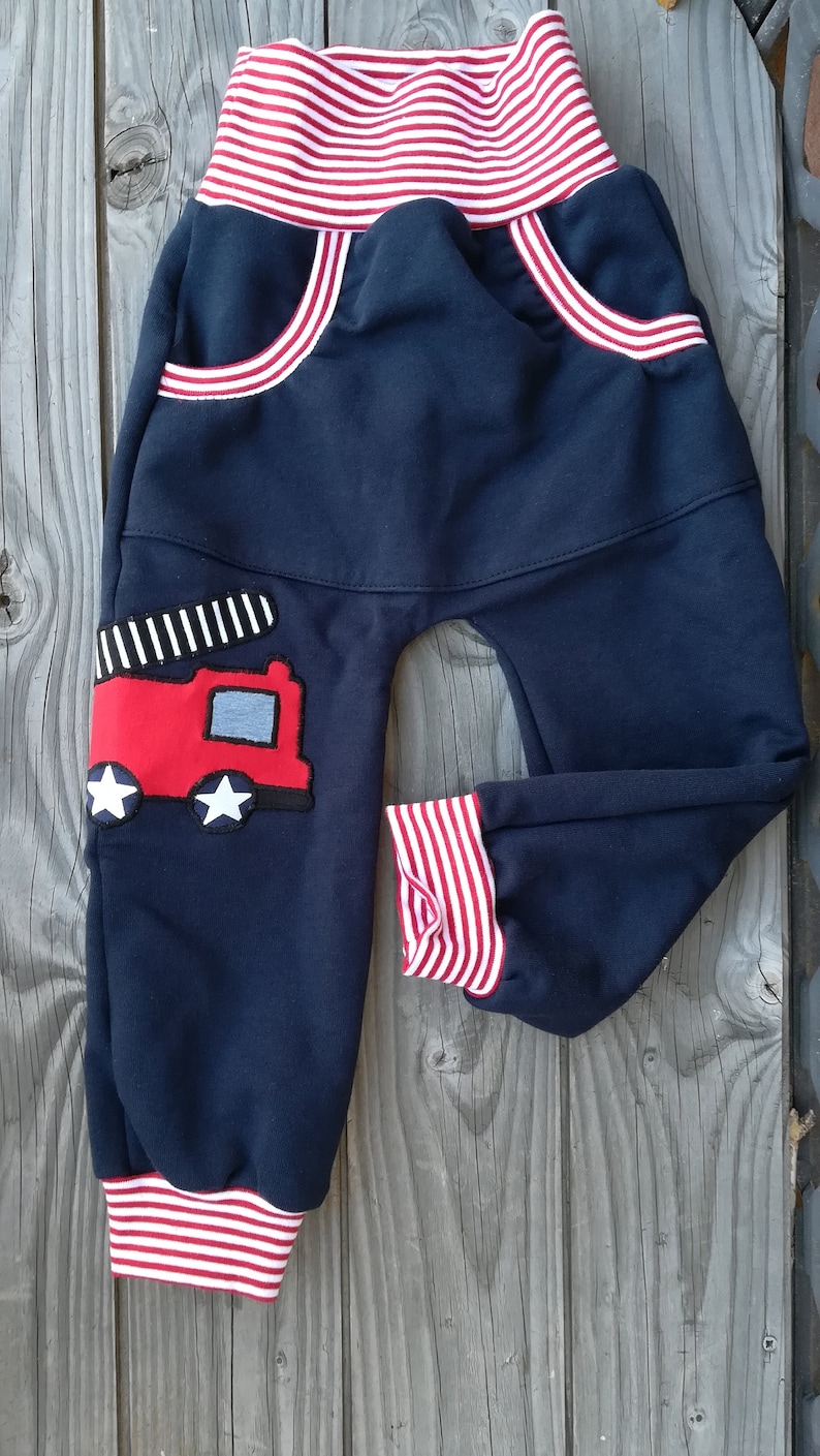 Baby pants Fire department in size. 50/56 62/68 74/80 86/92 98/104 110/116 122 128 and 134 made of jersey or sweat image 1