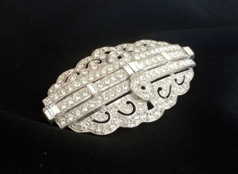 1920s vintage paste brooch Wedding Something Old Gift Bridal Large Art Deco Diamond Paste Brooch