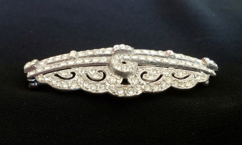 1920s vintage paste brooch Wedding Something Old Gift Bridal Large Art Deco Diamond Paste Brooch