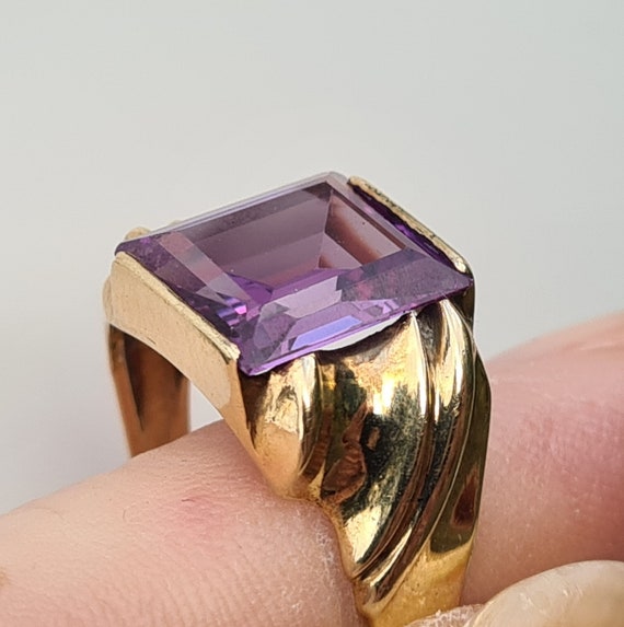 Crosby 10K gold synthetic Alexandrite ring, vinta… - image 3