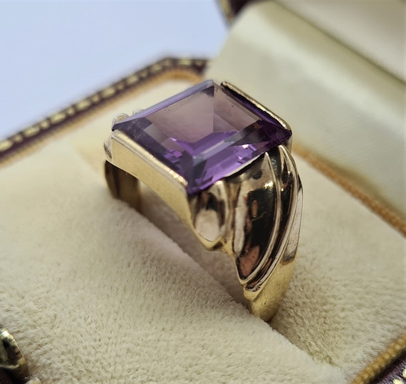 Crosby 10K gold synthetic Alexandrite ring, vinta… - image 6