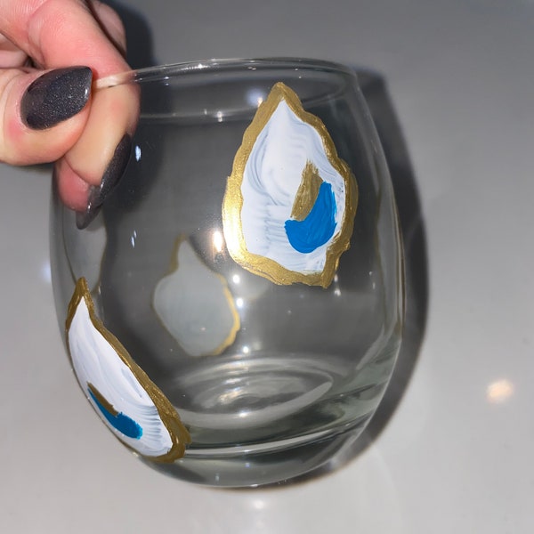 Hand painted wine glasses stemless