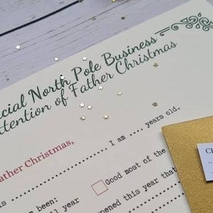 Brief an Vater Weihnachten Schreibset, Brief an Vater Weihnachtsmann, Weihnachtsbrief für Nikolaus, Wunschliste, Weihnachtsliste, Schöne Liste