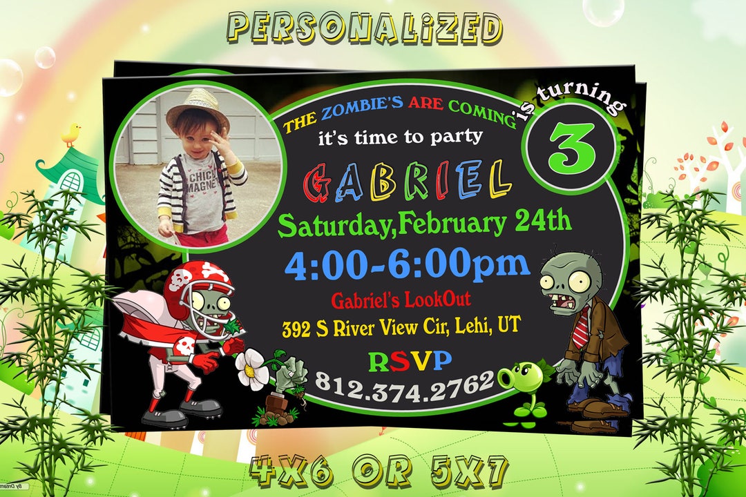 Plants Vs Zombies Invitation Plants Vs Zombies Party Plants - Etsy
