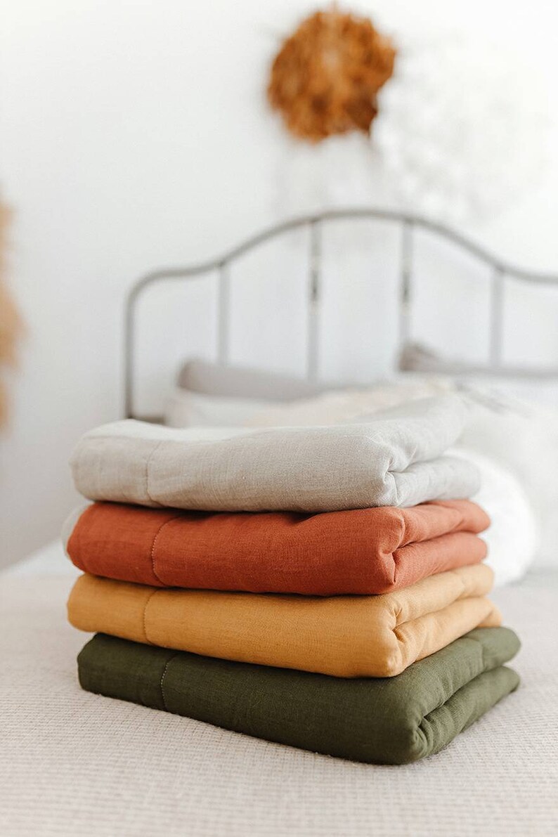 Linen Baby Blanket Quilted Linen Blanket Neutral Baby Etsy