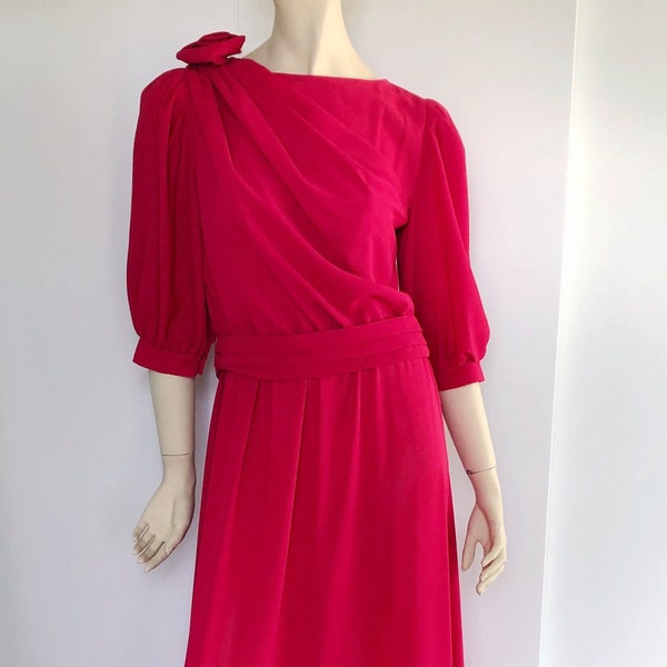 Robe de soirée rose des années 1980, grande taille, Adina J, demoiselle d'honneur des années 1980, robe rose vif, Barbiecore