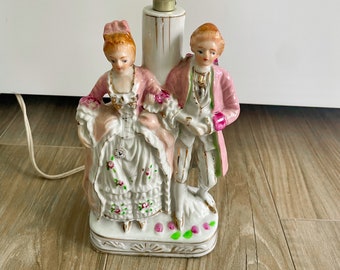Vintage Figurine Lamp, Victorian Lamp, Parlor Lamp, Old Lamp, Victorian Couple, Reading Lamp, Bedroom Decor, Housewarming Gift