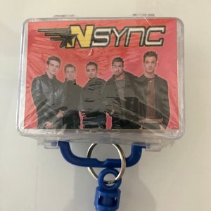 Boîte de rangement vintage NSYNC en plastique avec clip, boîte de bonbons Nsync pour cadavres d'animaux non ouverts 2001 par Zeeks, article de collection NSYNC Merch, Boys-bands des années 90