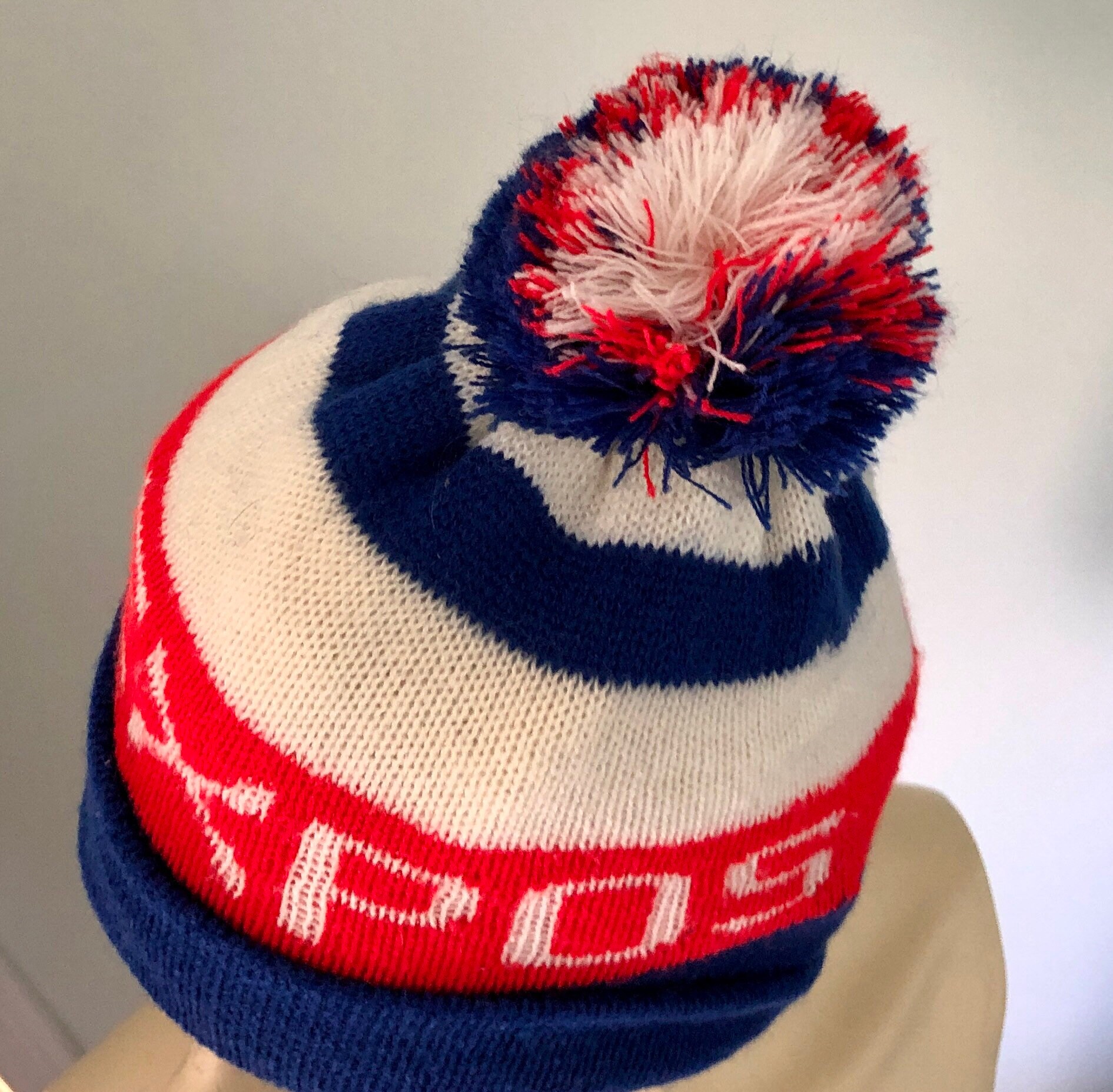 Vintage Toque, Winter Hat, Pom Pom Toque, Montreal Expos Baseball Knit