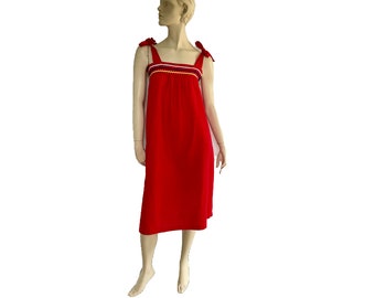 1970s Sundress, Size M/L, Strap Red Dress, Sears Canada Dress, Midi Bohemian Dress, Hippie Dress, Colorful Vintage Sundress