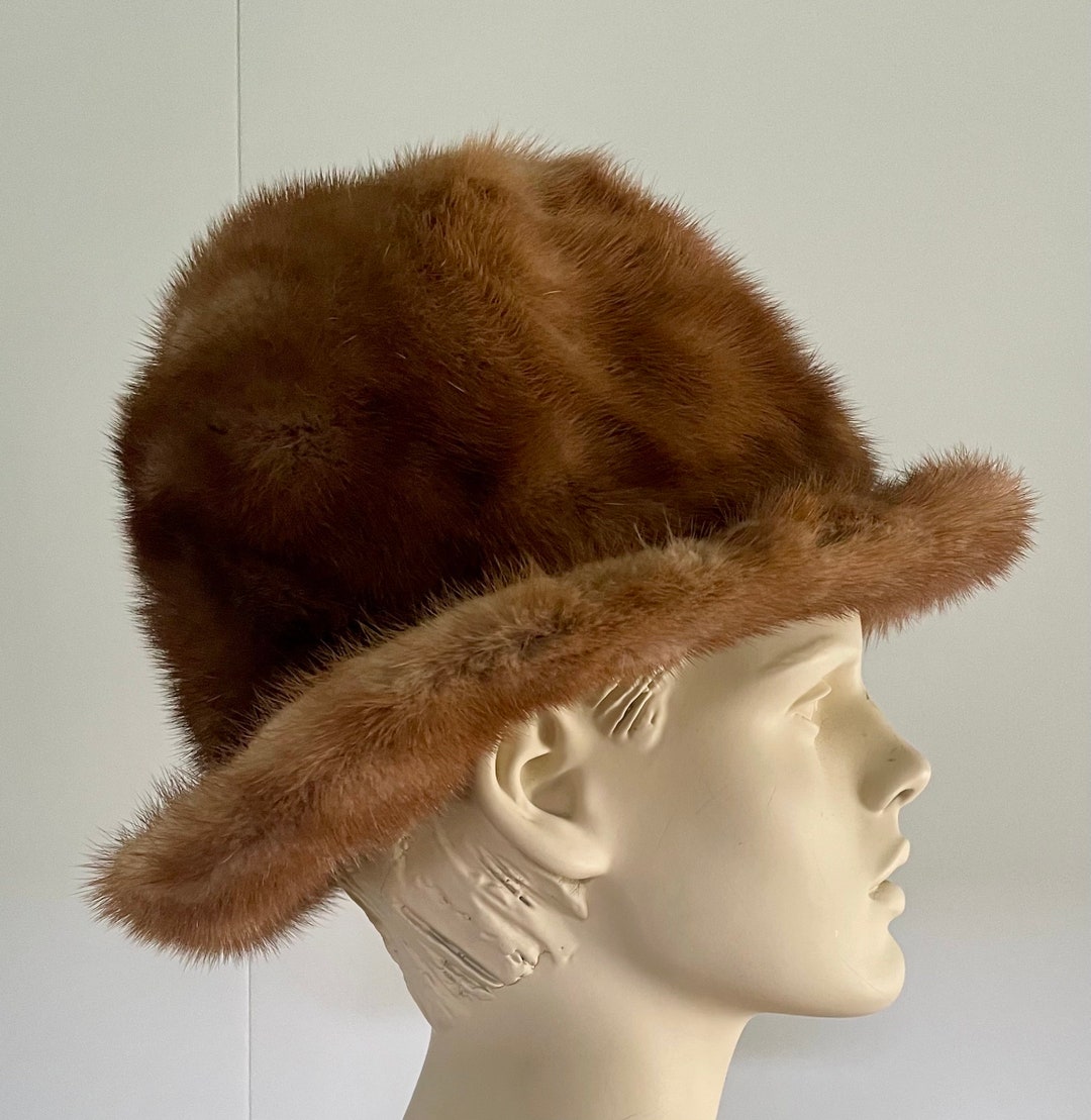 Vintage Fur Hat Real Fur 1950s Brown Hat With Brim Fur Etsy
