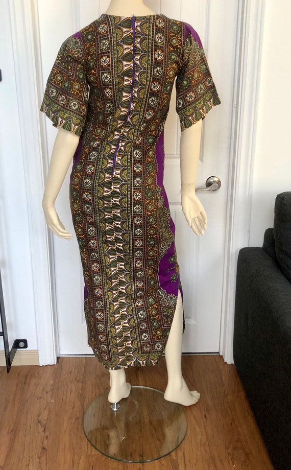 1970s Boho Dress, Size M, Bell Sleeves Caftan, Bo… - image 4
