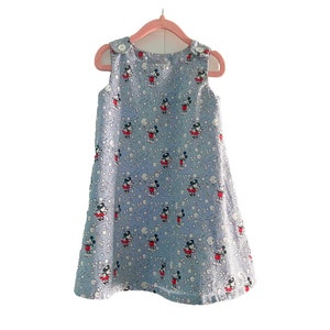Mickey Mouse Dress, Vintage Toddler Sundress, 2T Handmade Sundress, Minnie Mouse Bubbles Print, Overall Style Dress