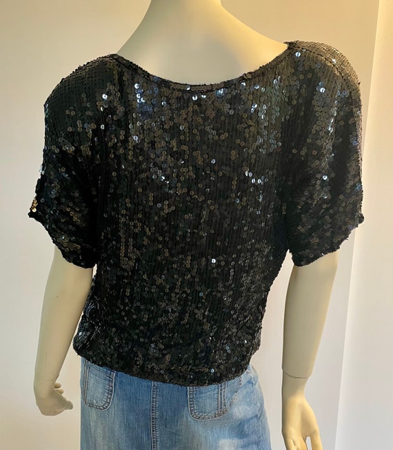 1980s Silk Sequin Top, Size M, 100 Percent Silk, … - image 7