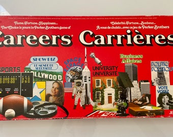 Vintage Board Game, CAREERS 1970s Parker Brothers Game of Careers, Family Game Night, Biligual Board Game, Quebec Game