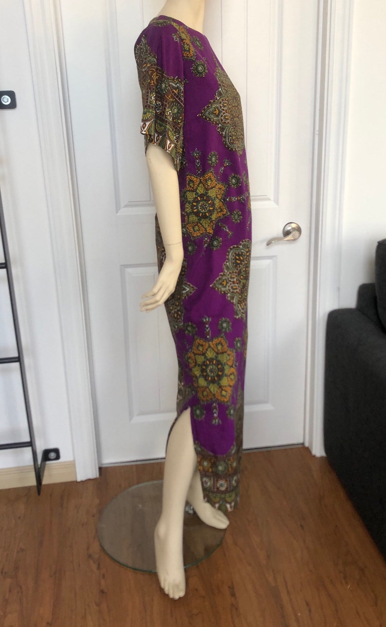 1970s Boho Dress, Size M, Bell Sleeves Caftan, Boho Dress, Psychedelic, Patterned Maxi Dress, Janis Joplin, Daisy Jones & the Six Dress image 5