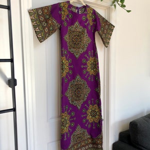 1970s Boho Dress, Size M, Bell Sleeves Caftan, Boho Dress, Psychedelic, Patterned Maxi Dress, Janis Joplin, Daisy Jones & the Six Dress image 2