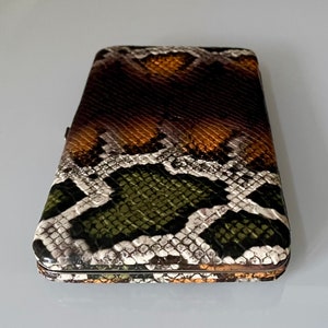 Faux Snakeskin Wallet, Vinyl Clasp Wallet, Animal Print, Snakeskin Clutch, Vintage Purse, Clutch
