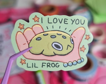 Pegatina "Te amo, ranita" / Vinilo impermeable kawaii, pegatinas lindas, para laptop, diario, agendas, botella de agua