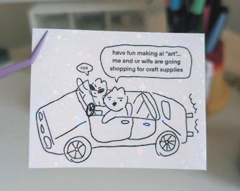 ai art sucks | kawaii waterproof vinyl, cute stickers, sparkly stickers, journal, planners, water bottle