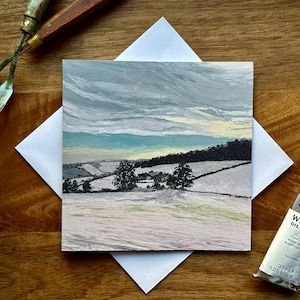 CARTE DE PAYSAGE D'HIVER - Carte de voeux d'art, peinture de scène d'hiver, carte de Noël vierge, envoi direct, cartes de Noël