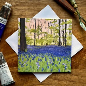 CARTE BLUEBELL WOODS - Carte de voeux beaux-arts, carte d'anniversaire vierge, envoi direct, insertion d'un message, carte d'anniversaire vierge, peinture Bluebell