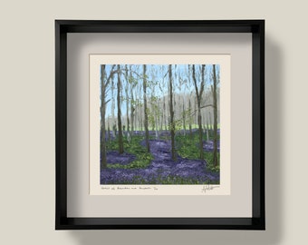 BLUEBELL FOREST Limited Edition Giclee Print - High Quality Fine Art Print, Palette Knife Landscape Painting