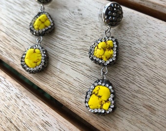 CrystalDust Yellow Gemstone Earrings