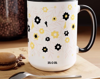 White and Black Coffee Mug 15oz, Mother's Day gift, Cocoa Bomb mug for mom, Mug gift for mom