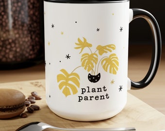 Coffee Mug 15 oz, Plant Mug, Gifts for Plant Lovers, Gift for Plant Parents, Gift for Plant Dad, Gift for Plant Mom