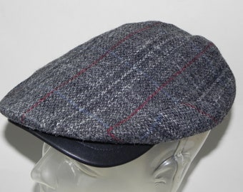 Mens Harris Tweed driving or flat top cap