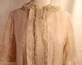 1950&#39;s  Odette Barsa for Bonwit Teller Peignoir / 1950&#39;s Desinger Robe / Vintage Lingerie