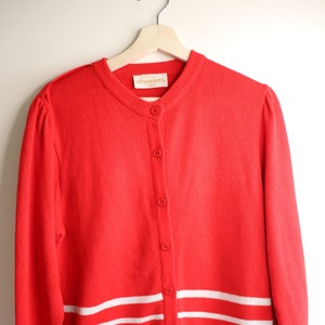 Vivanti Cardigan In Red and White / Acrylic Cardigan / 1970&#39;s / Christmas Sweater / Free Shipping