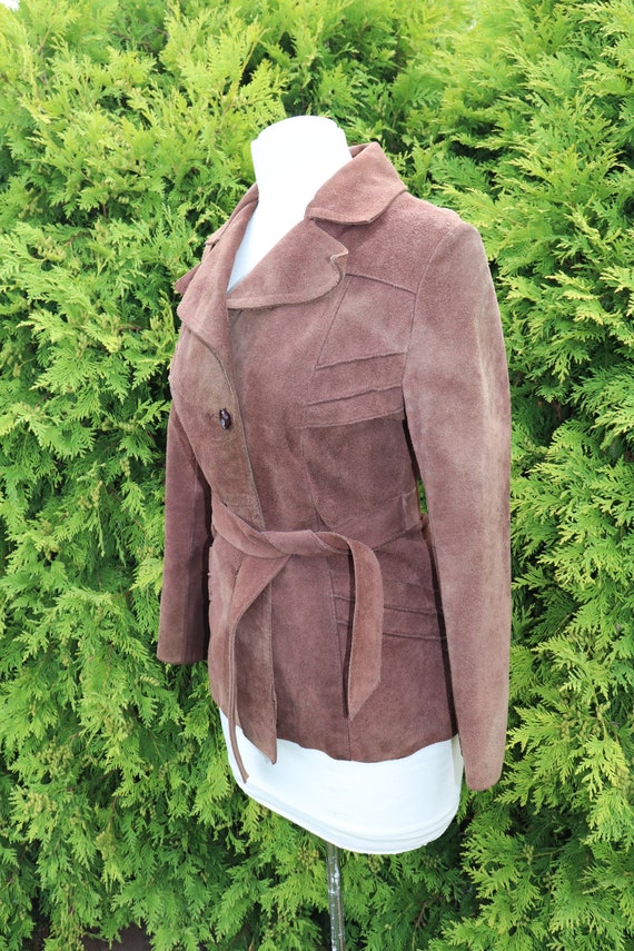 Vintage Brown Authentic Suede Jacket / Fully Line… - image 2