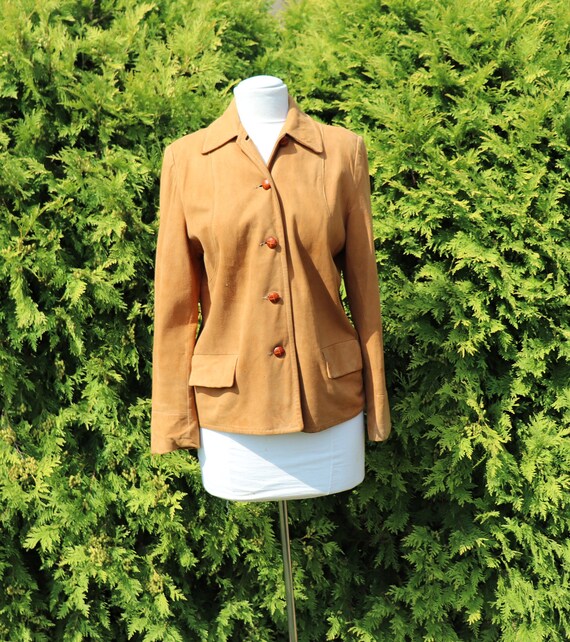 Vintage Tan Microfiber Suede Jacket / Fall Jacket 