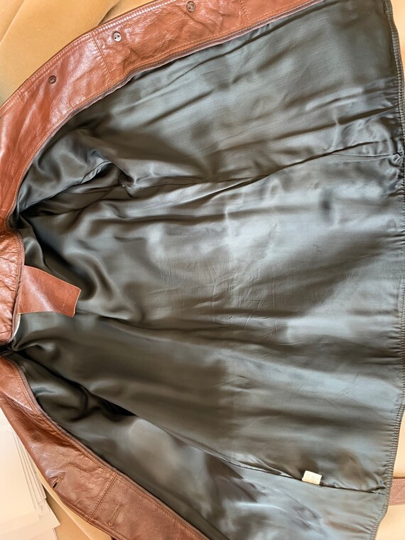 Brown Pleather Jacket with Belt / Faux Lather / … - image 9