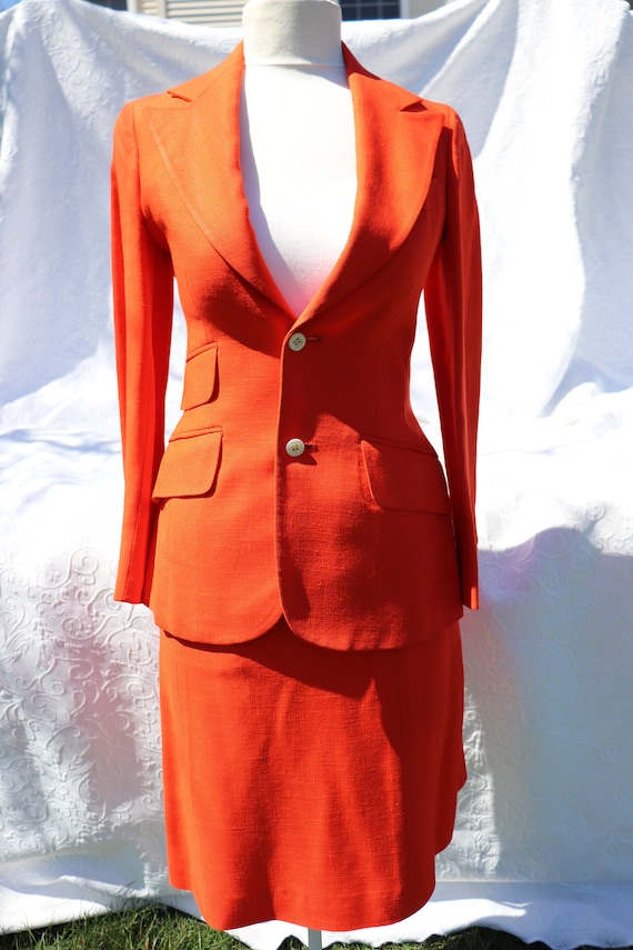 1960's T. Jones Orange Suit with Skirt / Vintage O