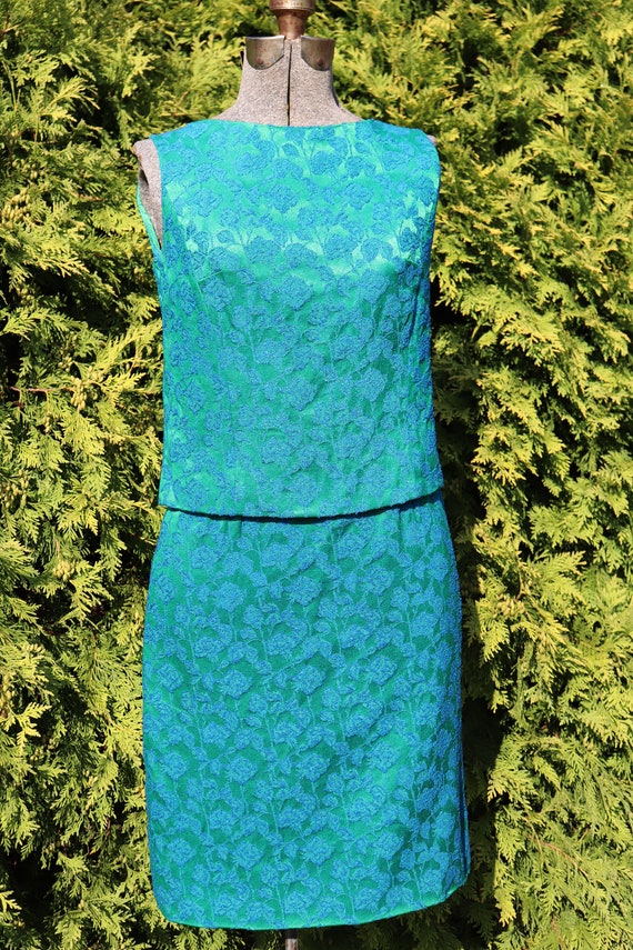 Mid 1960's Lanz Original Dress  in Blue and Green 