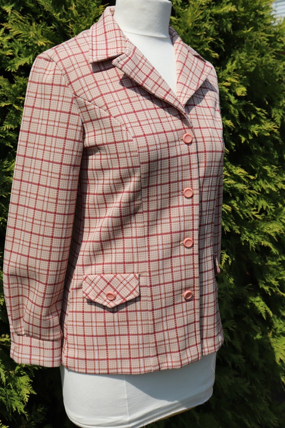 Vintage Plaid Jacket / 1960's Polyester Blazer in… - image 3
