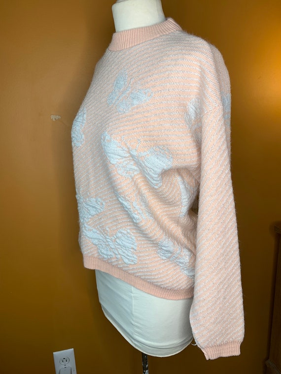 Butterfly Sweater in Sparkly Pink and White / Tea… - image 4