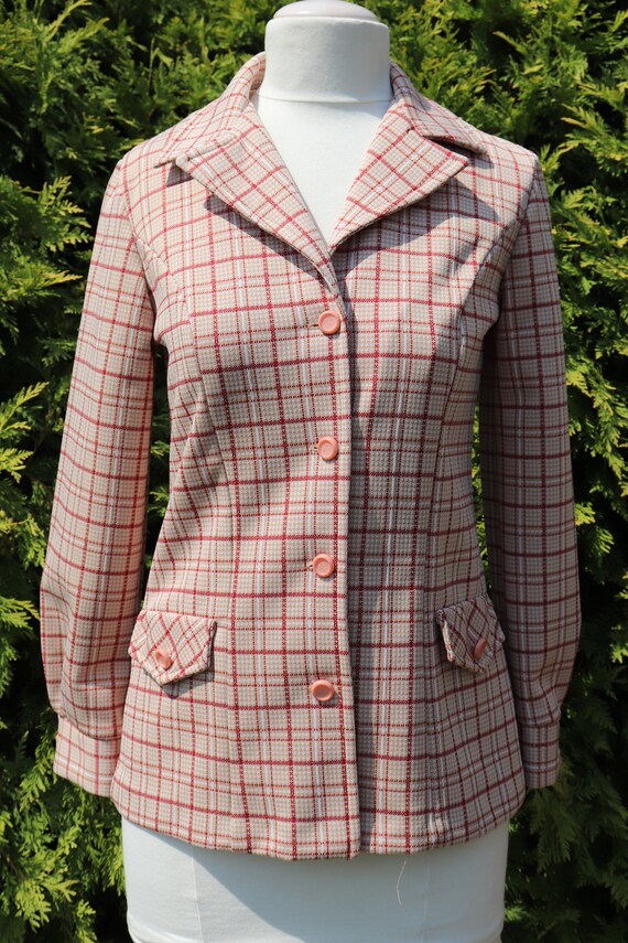 Vintage Plaid Jacket / 1960's Polyester Blazer in… - image 6