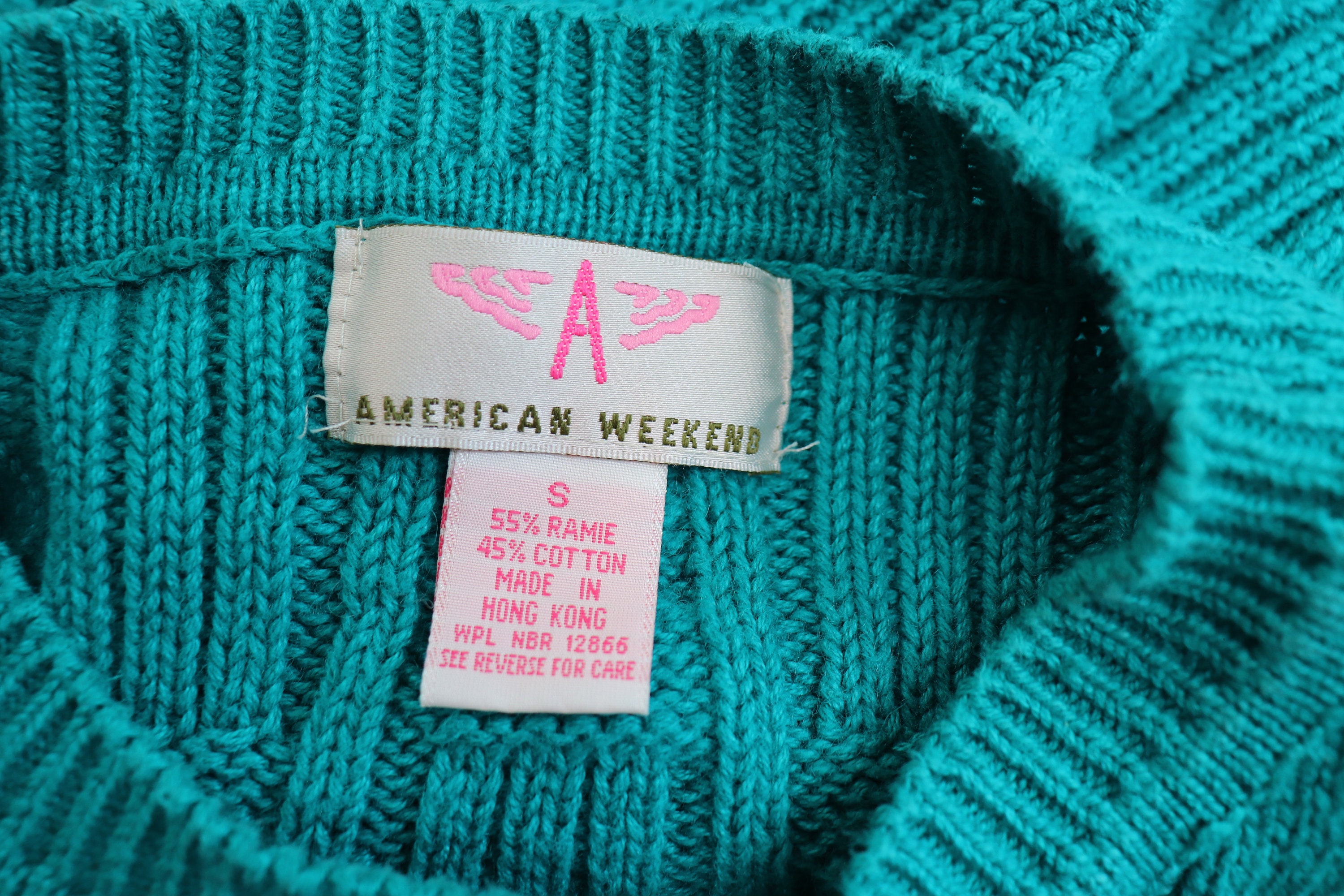 American Weekend Sweater in Teal / Vintage Sweater / Women's American Weekend Sweater in Teal / Vintage Sweater / Women's