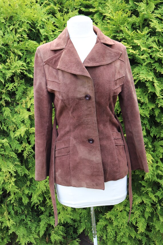 Vintage Brown Authentic Suede Jacket / Fully Line… - image 7