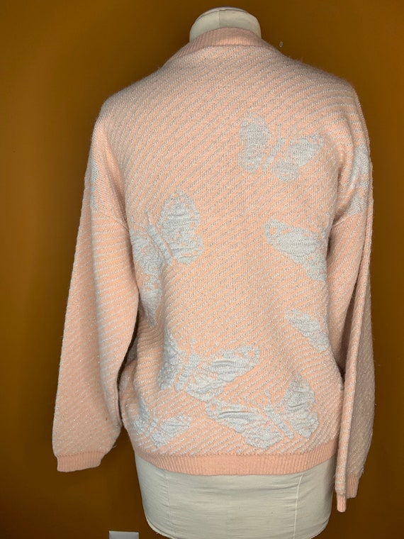 Butterfly Sweater in Sparkly Pink and White / Tea… - image 5