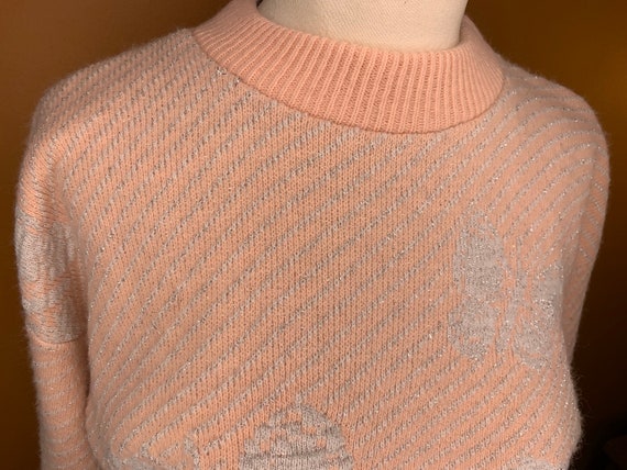 Butterfly Sweater in Sparkly Pink and White / Tea… - image 3